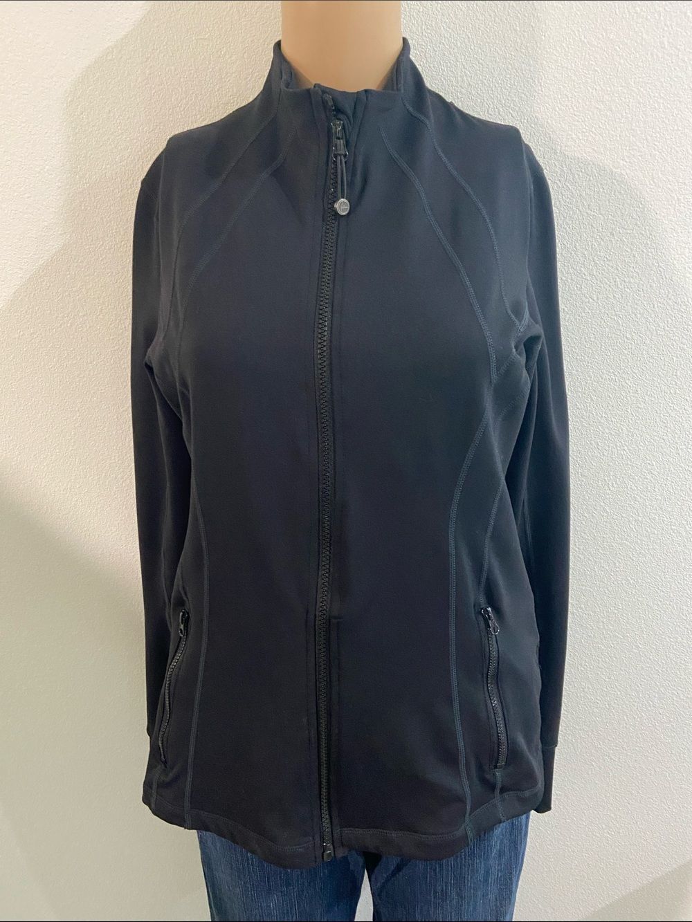 90 Degree By Reflex Black Slim Zip Front Jacket Sz M